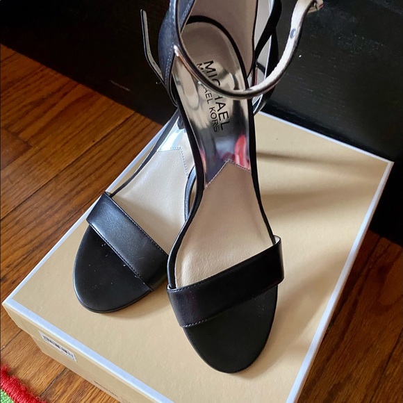 Michael Kors Shoes - Michael Kors Kristen Black Leather Open Toe Shoe